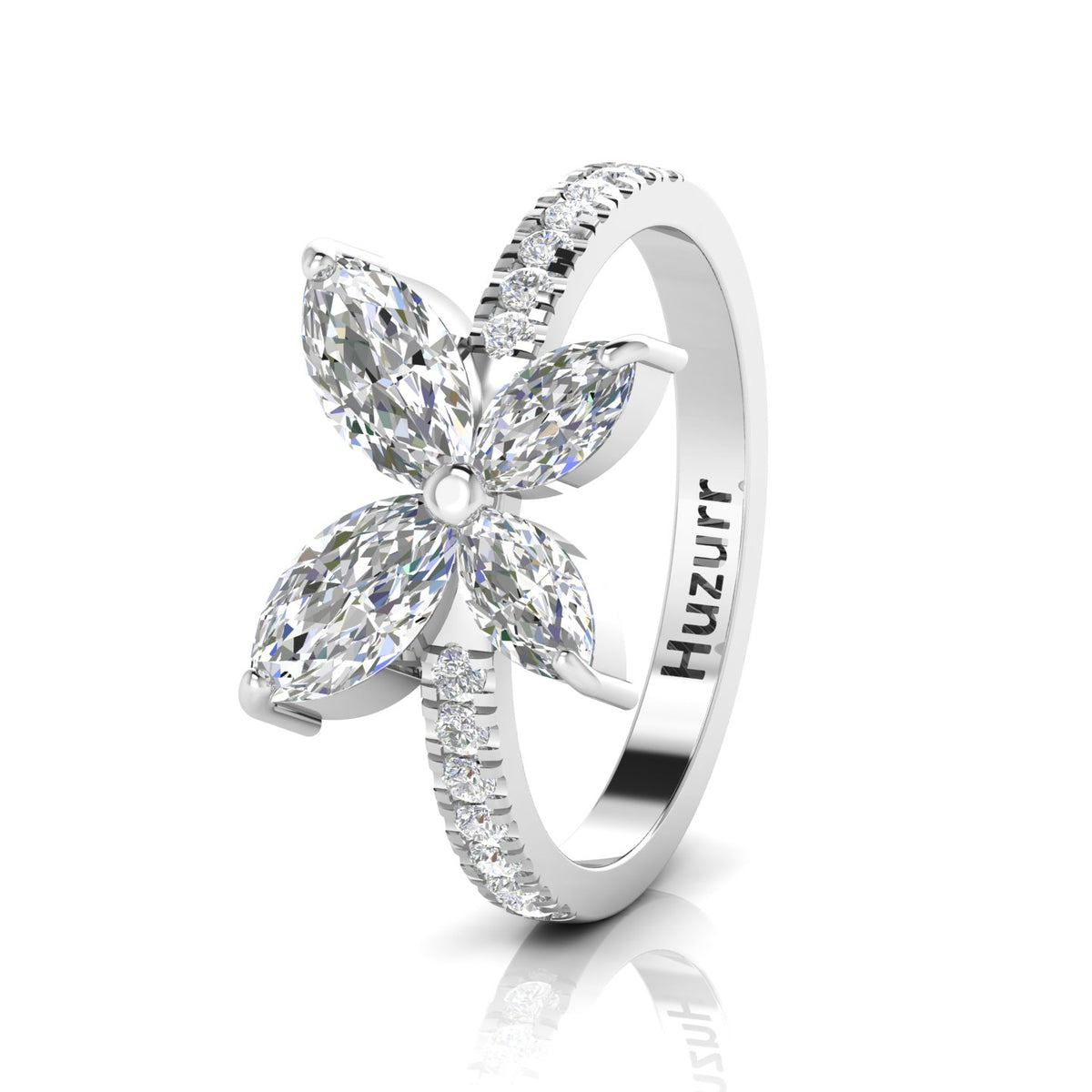 Sparkling Butterfly 925 Silver Diamond Ring