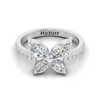 Sparkling Butterfly 925 Silver Diamond Ring