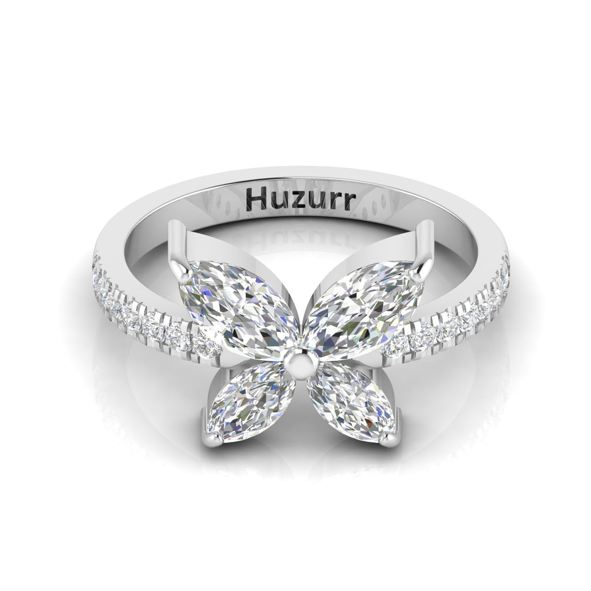 Sparkling Butterfly 925 Silver Diamond Ring