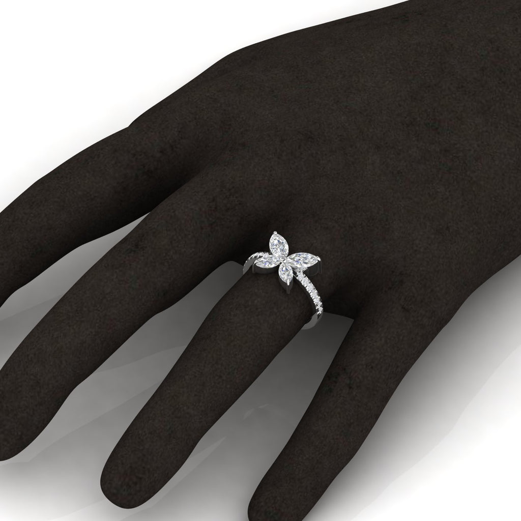 Sparkling Butterfly 925 Silver Diamond Ring