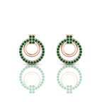 Open Circle Stud Rose Gold Plated Emerald Earrings