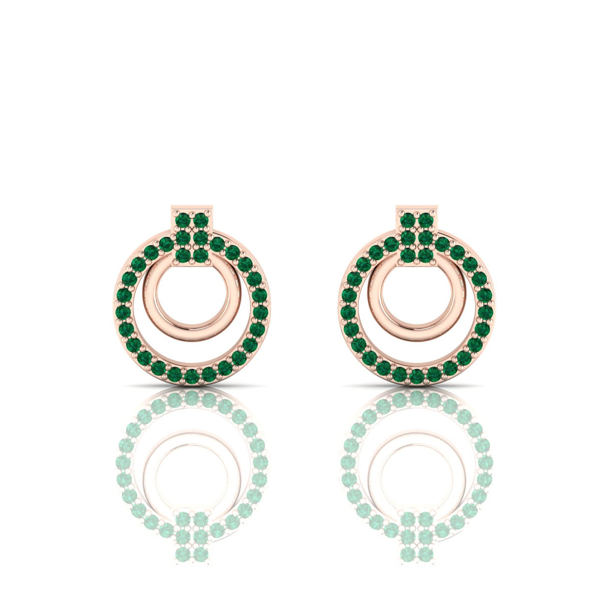 Open Circle Stud Rose Gold Plated Emerald Earrings