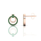 Open Circle Stud Rose Gold Plated Emerald Earrings