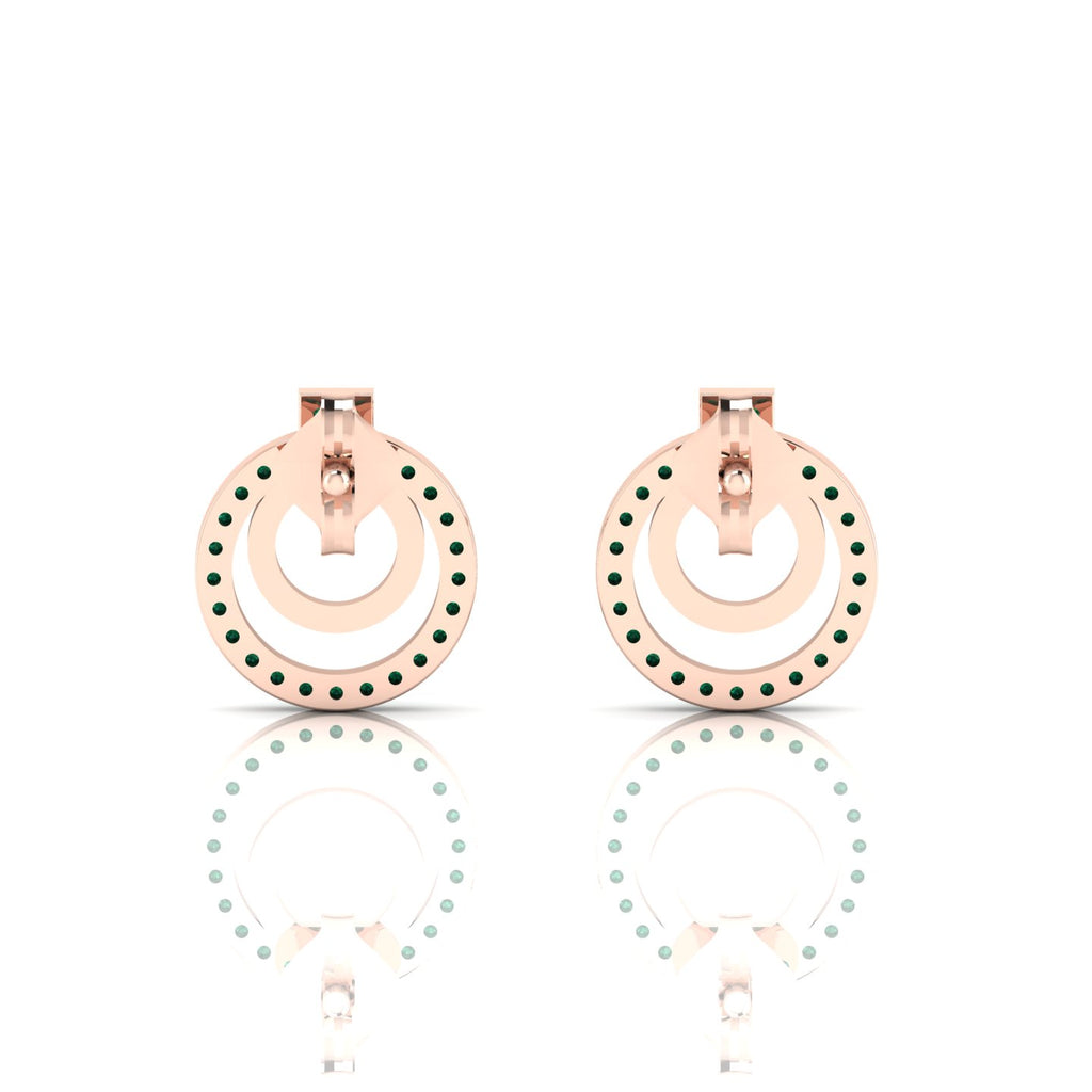 Open Circle Stud Rose Gold Plated Emerald Earrings