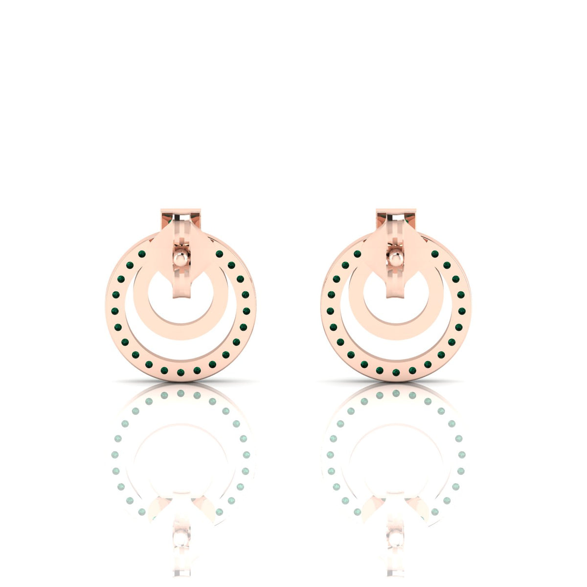 Open Circle Stud Rose Gold Plated Emerald Earrings