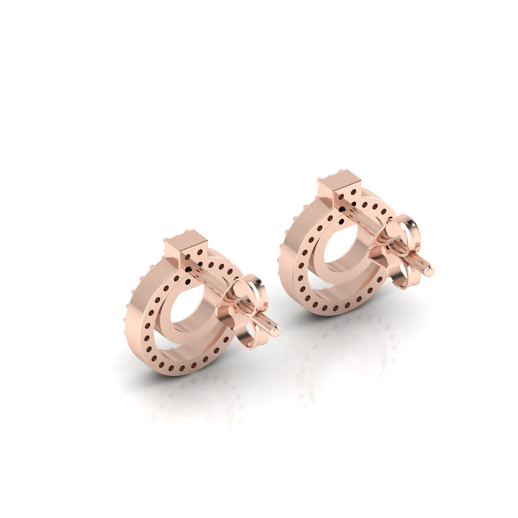 Open Circle Stud Rose Gold Plated Emerald Earrings