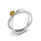 Criss Cross Round Coffee Diamond Stackable Silver Ring