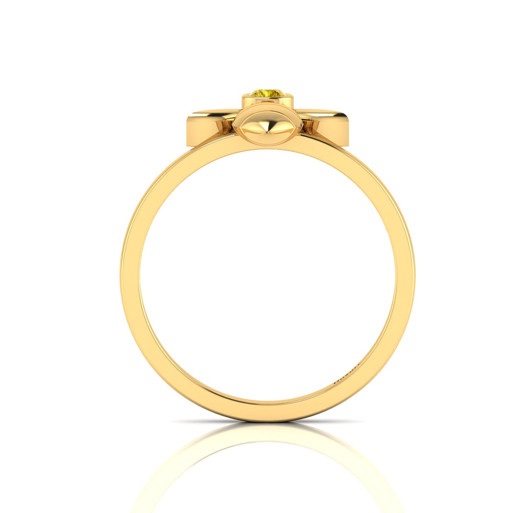 Round Coffee Diamond Gold Plated Solitaire Honeybee Ring