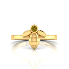 Round Coffee Diamond Gold Plated Solitaire Honeybee Ring