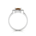 Cushion-Cut Coffee Diamond 925 Silver Solitaire Ring