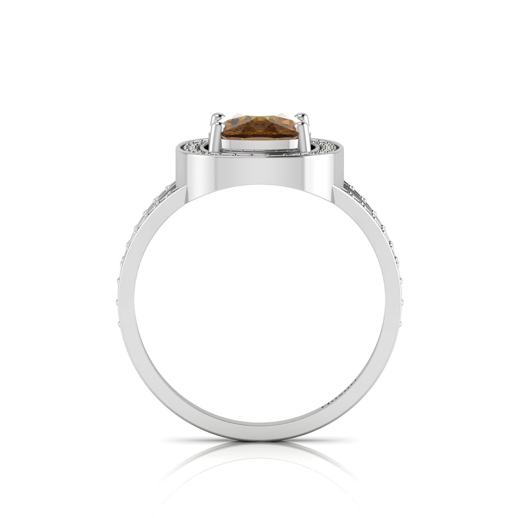 Cushion-Cut Coffee Diamond 925 Silver Solitaire Ring