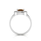 Cushion-Cut Coffee Diamond 925 Silver Solitaire Ring