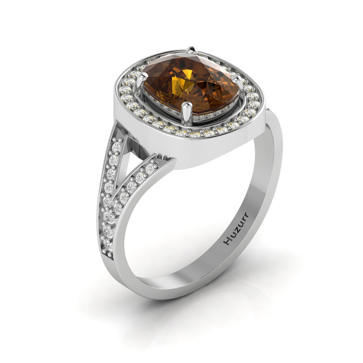 Cushion-Cut Coffee Diamond 925 Silver Solitaire Ring