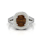 Cushion-Cut Coffee Diamond 925 Silver Solitaire Ring