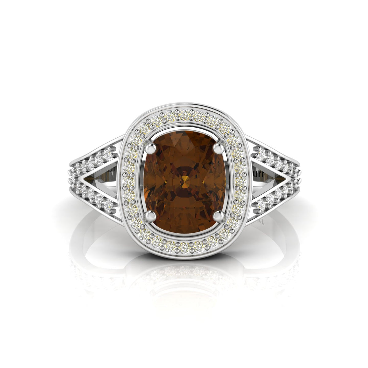 Cushion-Cut Coffee Diamond 925 Silver Solitaire Ring