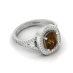 Cushion-Cut Coffee Diamond 925 Silver Solitaire Ring
