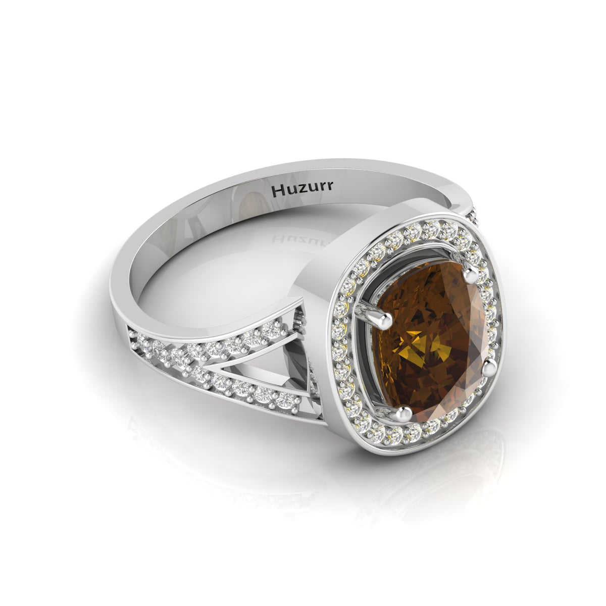 Cushion-Cut Coffee Diamond 925 Silver Solitaire Ring