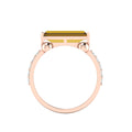 Rose Gold Plated Parallel Split Baguette-Cut Coffee Diamond Solitaire Ring