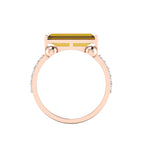 Rose Gold Plated Parallel Split Baguette-Cut Coffee Diamond Solitaire Ring
