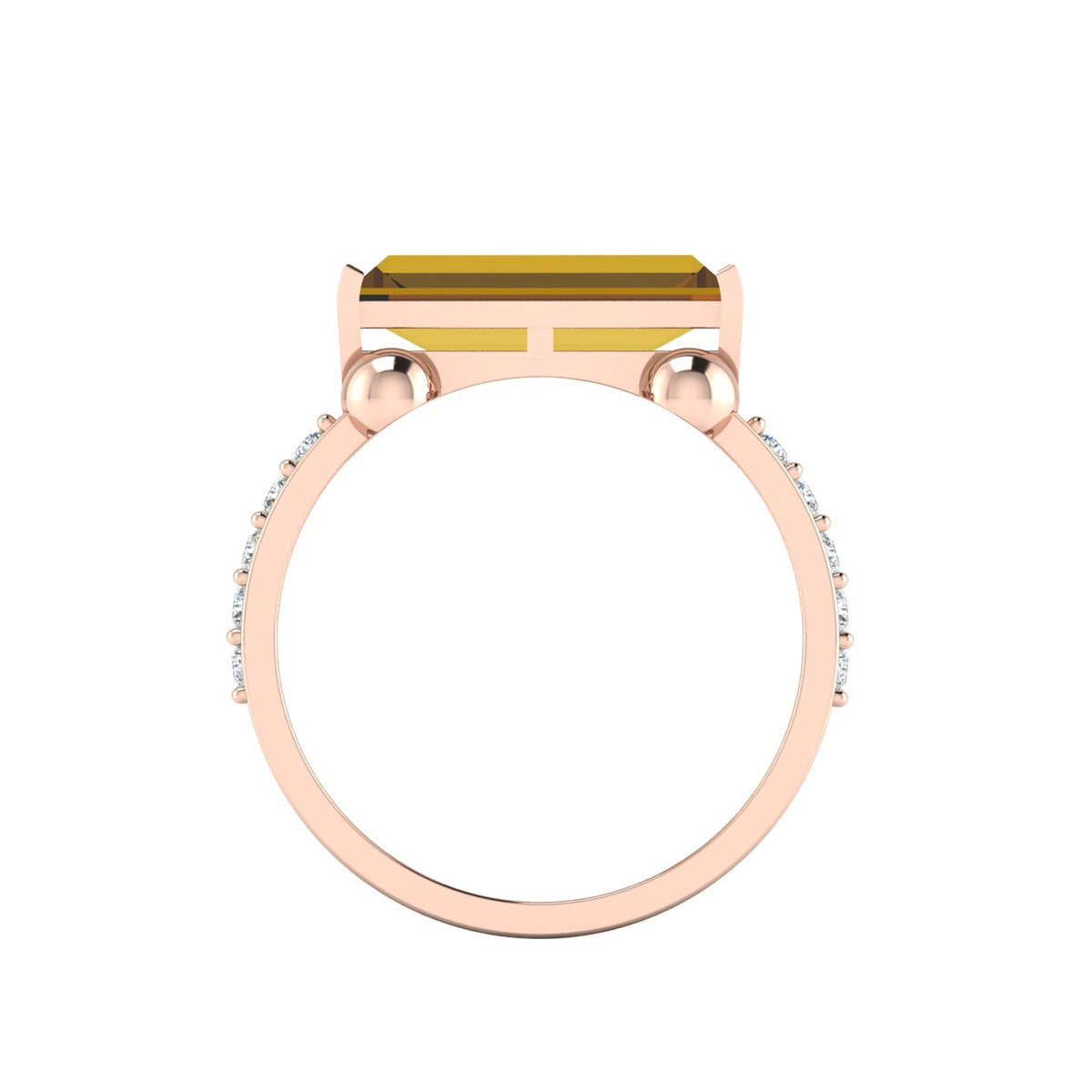 Rose Gold Plated Parallel Split Baguette-Cut Coffee Diamond Solitaire Ring