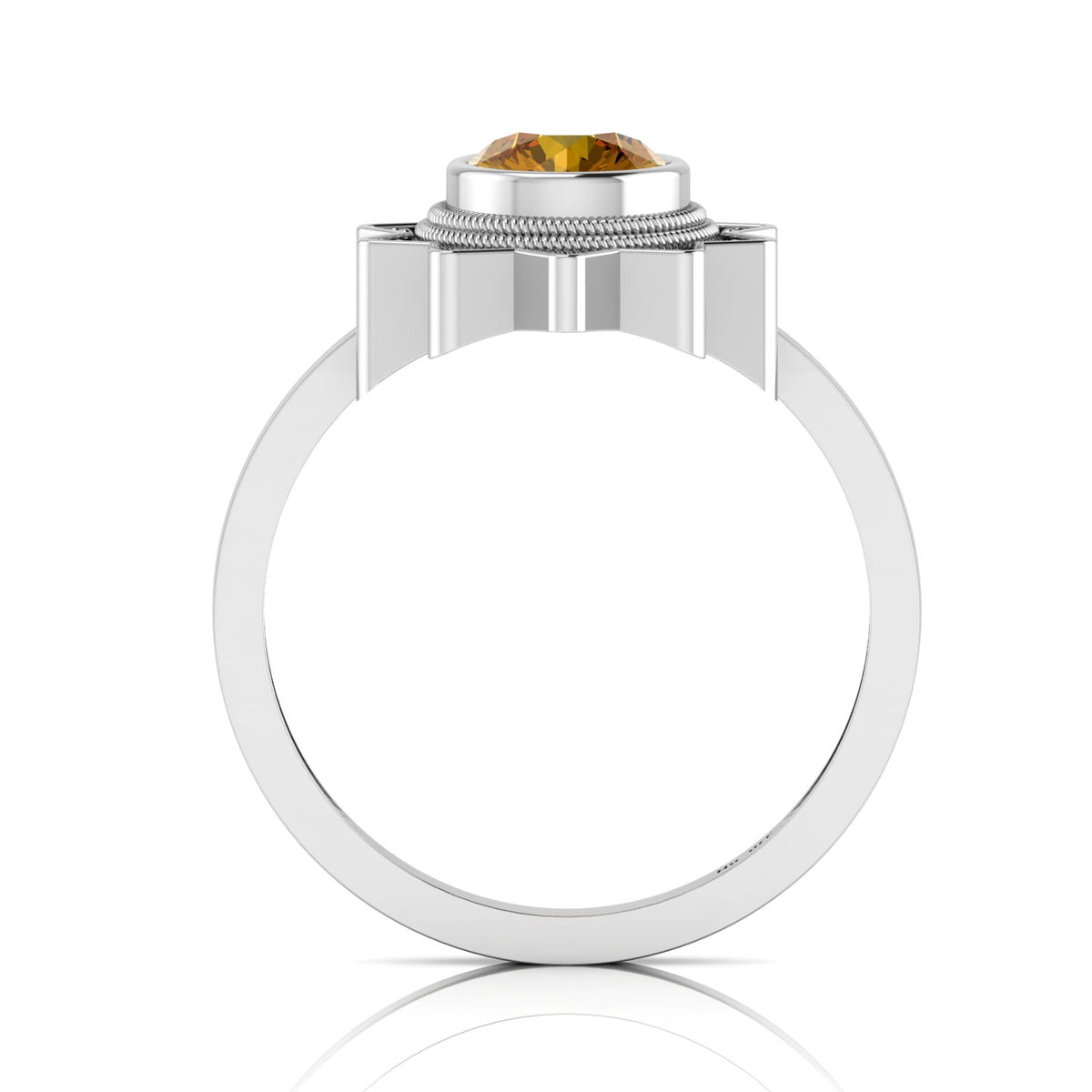 Coffee Diamond 925 Silver Solitaire Sun Ring