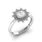 Celestial Diamond Sparkling Sun 925 Sterling Silver Ring