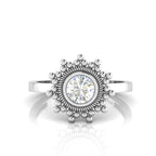 Celestial Diamond Sparkling Sun 925 Sterling Silver Ring