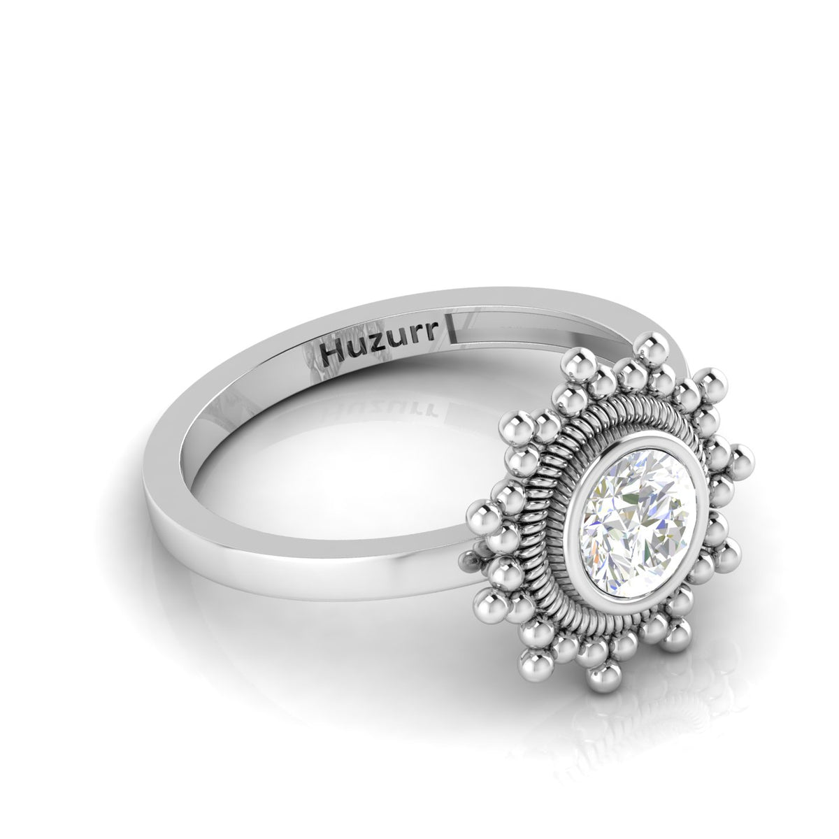 Celestial Diamond Sparkling Sun 925 Sterling Silver Ring