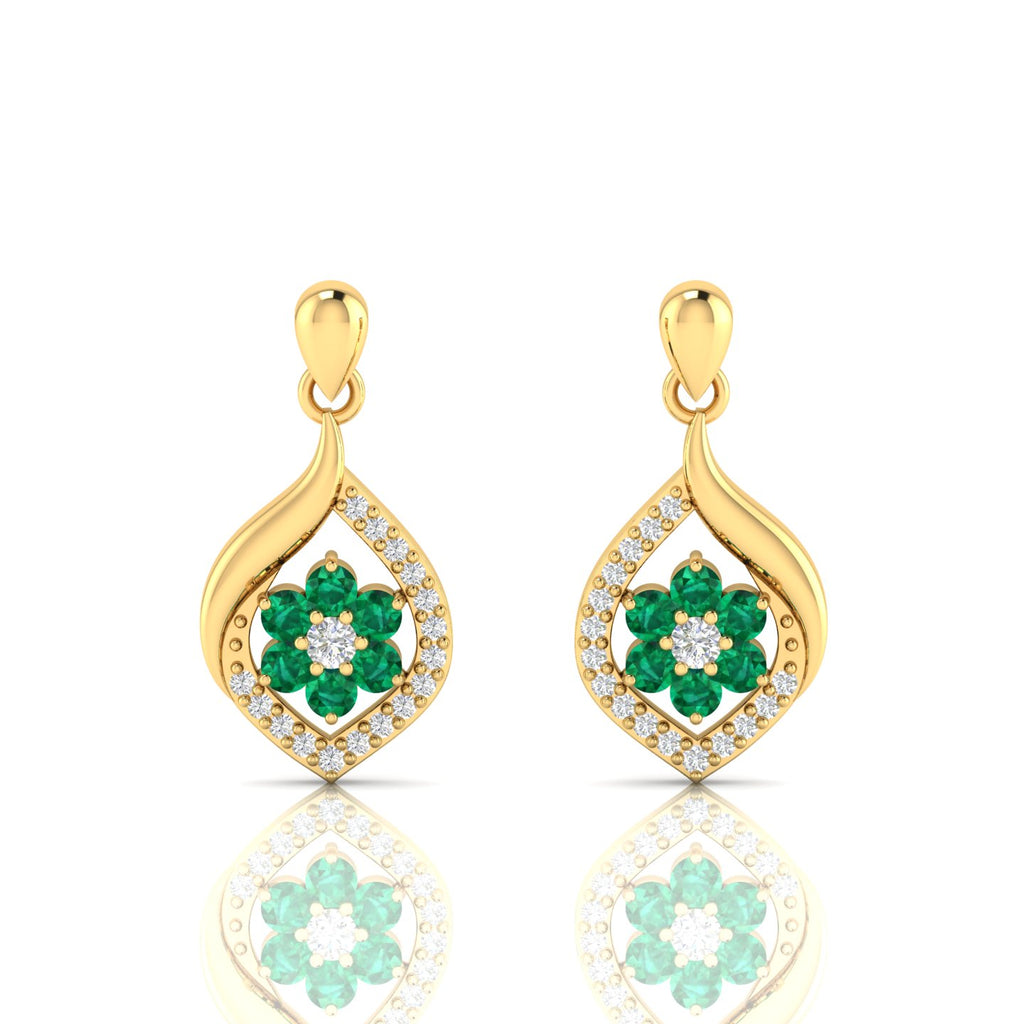 Emerald Gold Plated Classic Flower Drop Earrings