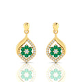 Emerald Gold Plated Classic Flower Drop Earrings