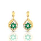 Emerald Gold Plated Classic Flower Drop Earrings