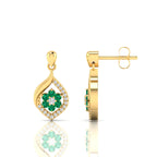 Emerald Gold Plated Classic Flower Drop Earrings
