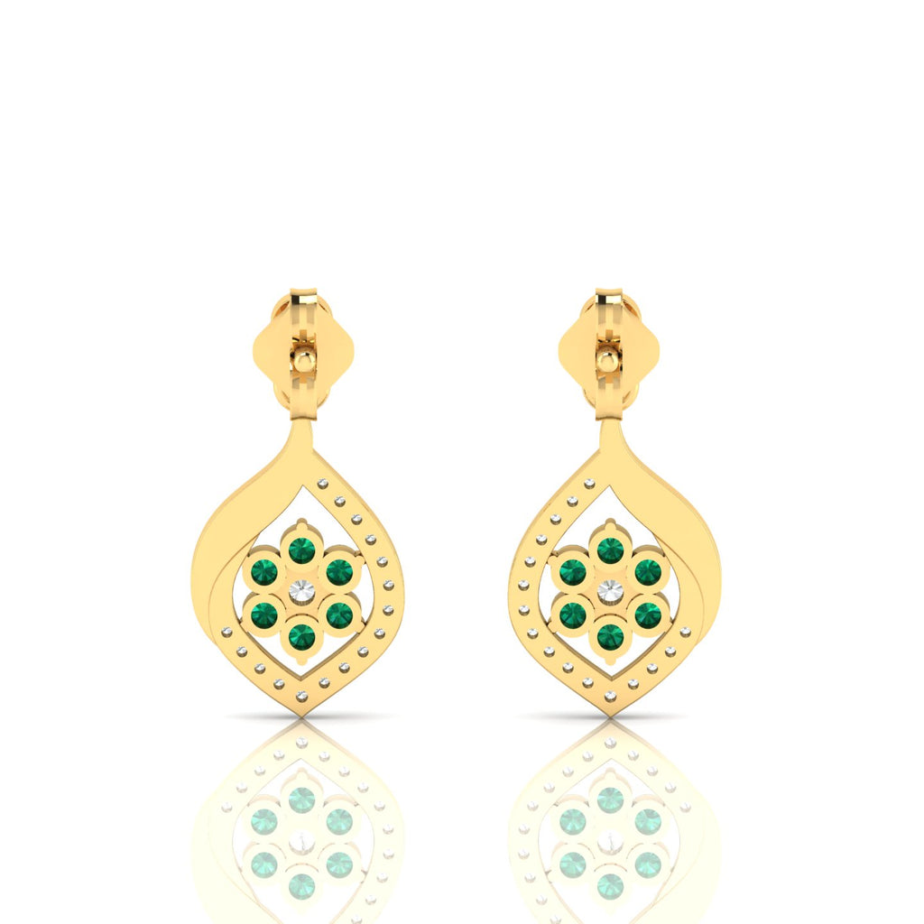 Emerald Gold Plated Classic Flower Drop Earrings