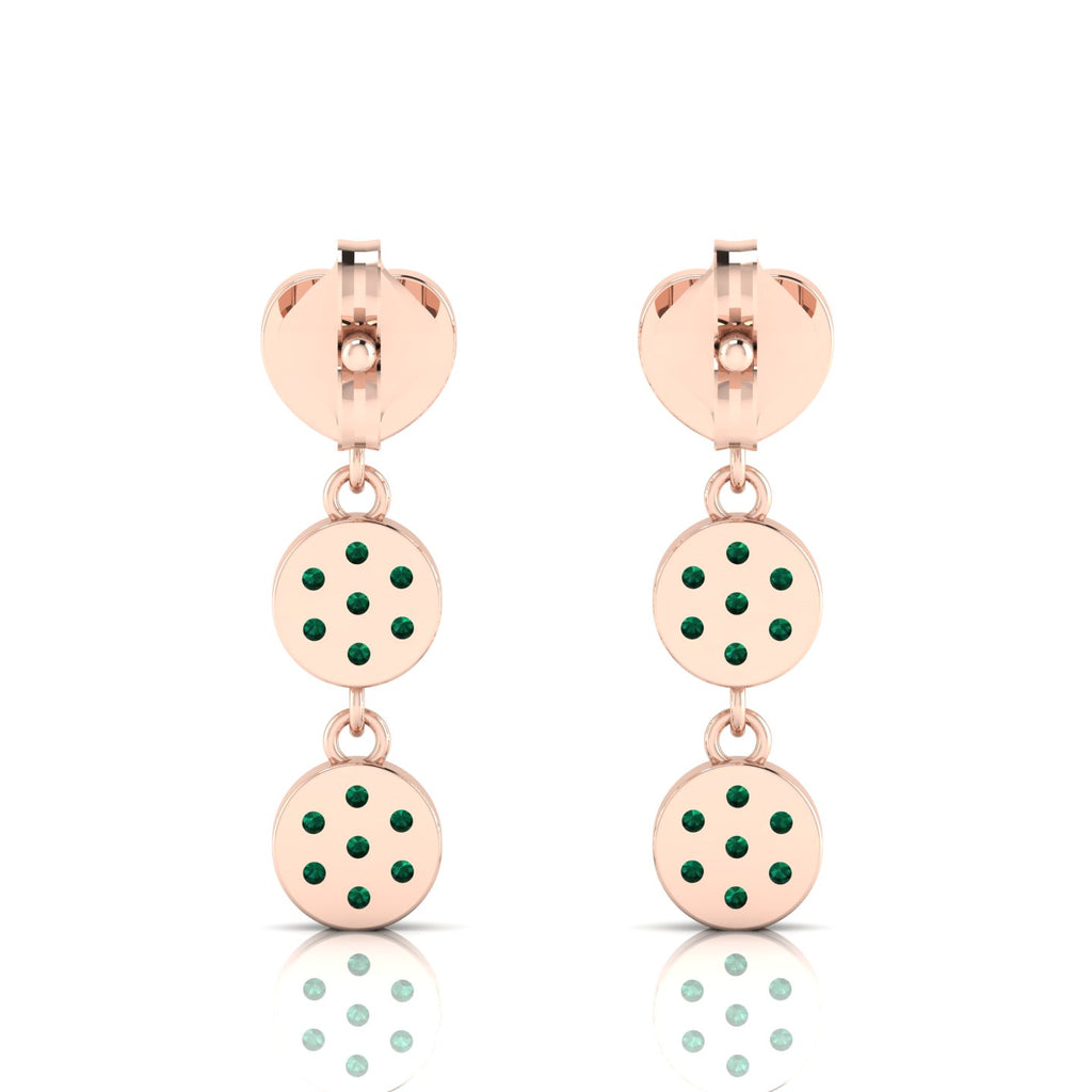 Rose Gold Plated Heart Drops & Danglers Emerald Earrings