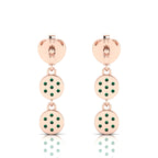 Rose Gold Plated Heart Drops & Danglers Emerald Earrings