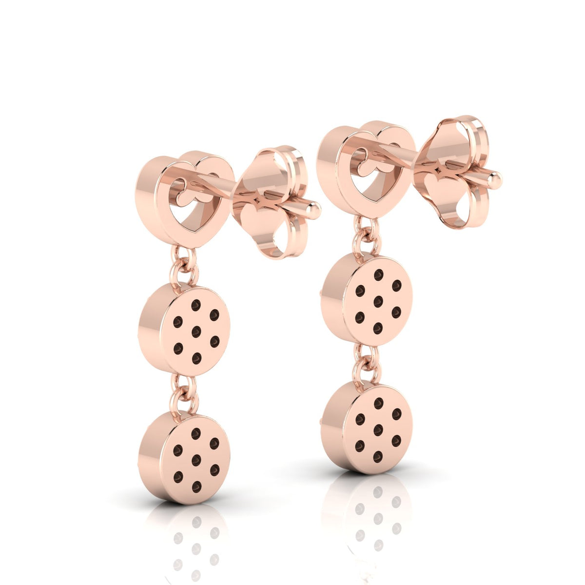 Rose Gold Plated Heart Drops & Danglers Emerald Earrings