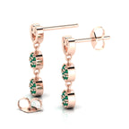 Rose Gold Plated Heart Drops & Danglers Emerald Earrings