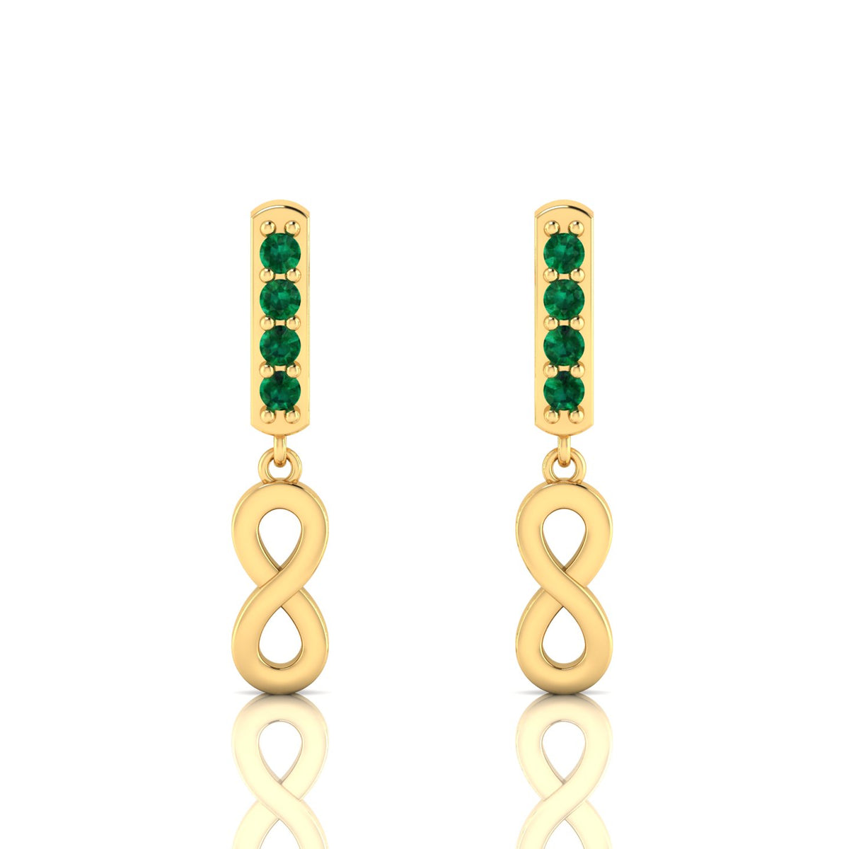 Gold Plated Emerald Infinity Drops Earrings