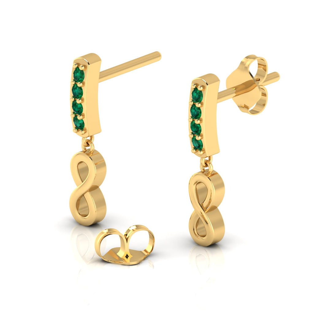 Gold Plated Emerald Infinity Drops Earrings