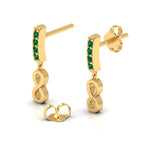 Gold Plated Emerald Infinity Drops Earrings