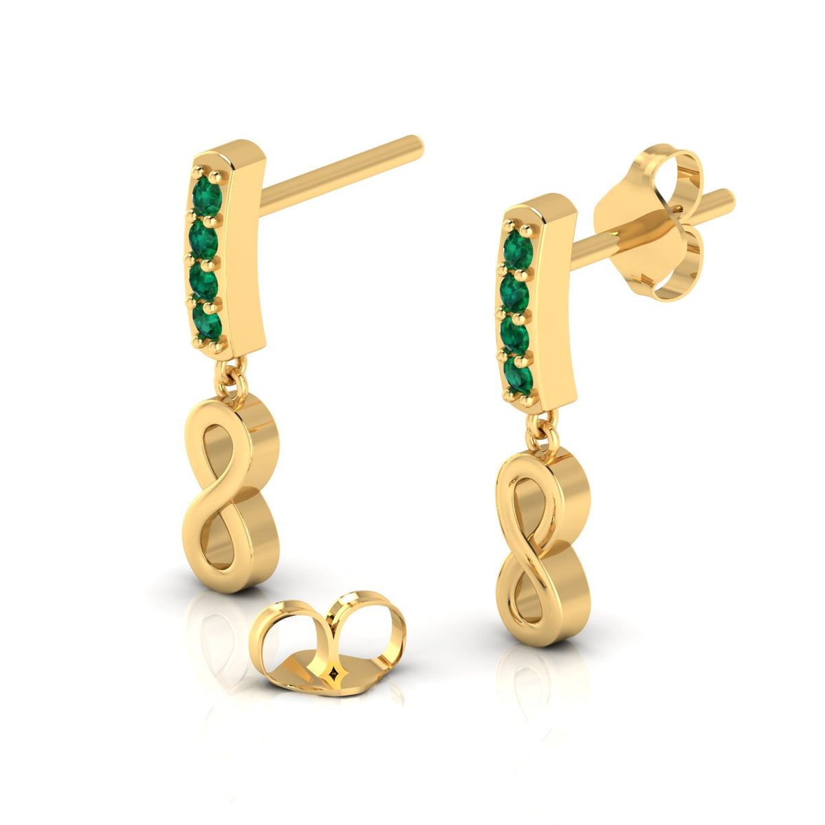 Gold Plated Emerald Infinity Drops Earrings