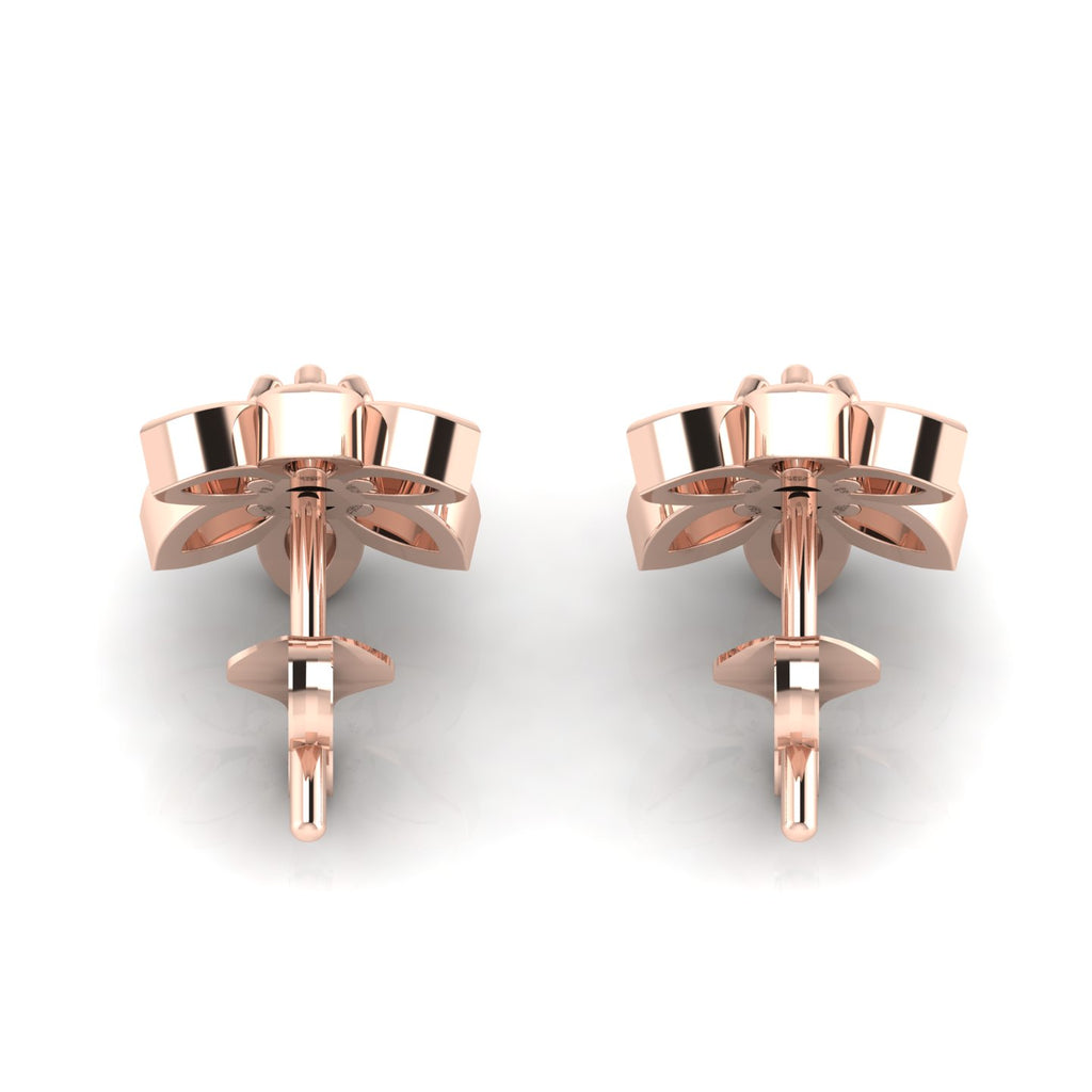 Ruby Floral Rose Gold Plated Studs Earrings