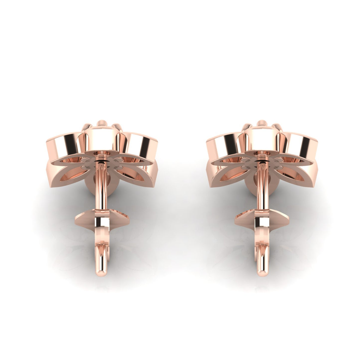 Ruby Floral Rose Gold Plated Studs Earrings