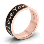 I Love You Rose Gold Plated Black Enamel Band Ring
