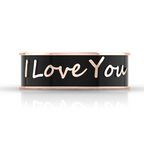 I Love You Rose Gold Plated Black Enamel Band Ring