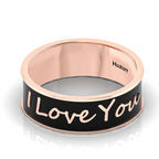 I Love You Rose Gold Plated Black Enamel Band Ring