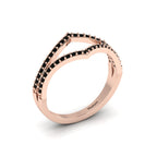 Rose Gold Plated Round Black Diamond Double Wishbone Solitaire Ring