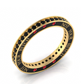 Black Diamond & Garnet Eternity Gold Plated Band Ring