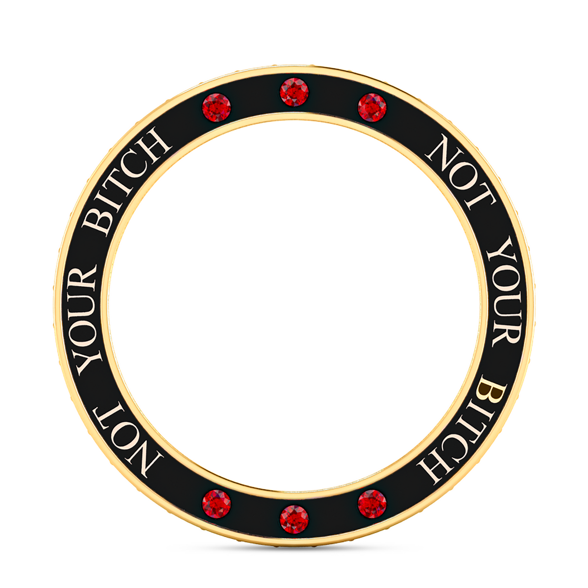 Black Diamond & Garnet Eternity Gold Plated Band Ring