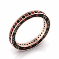 Black Diamond & Garnet Eternity Band Rose Gold Plated Ring